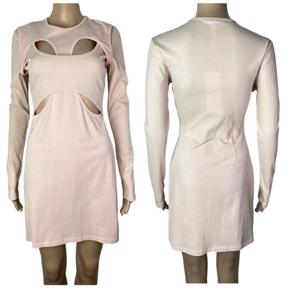 New Dion Lee Bodycon Cutout Tee Blush Pink Party Dress - Picture 13 of 13